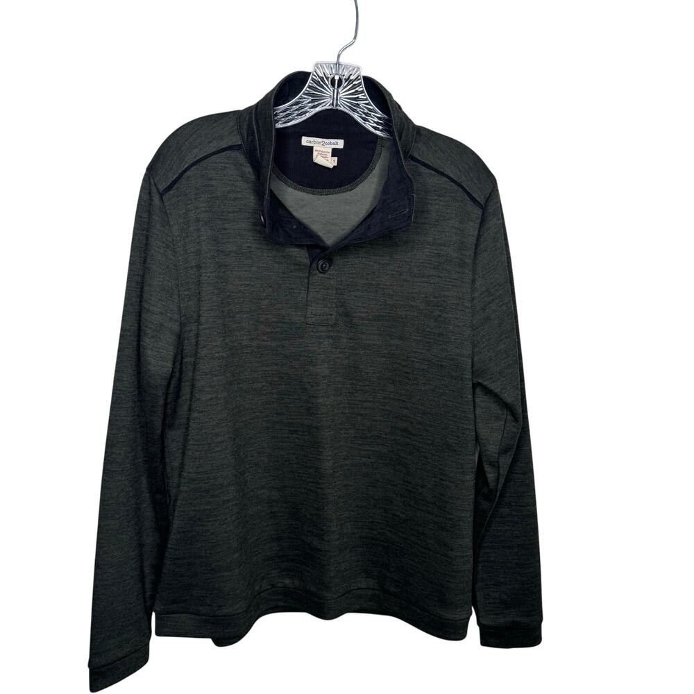 carbon2cobalt Men’s Long Sleeve Button Neck Pullover Dark Green Size S Casual‎